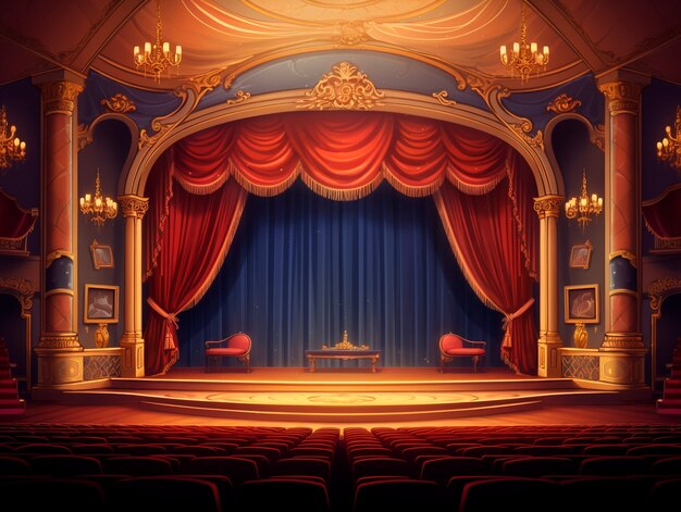 Digital art style theatre stage