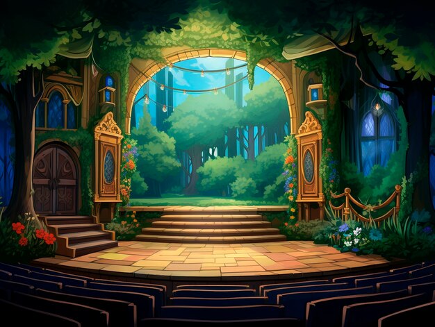 Digital art style theatre stage