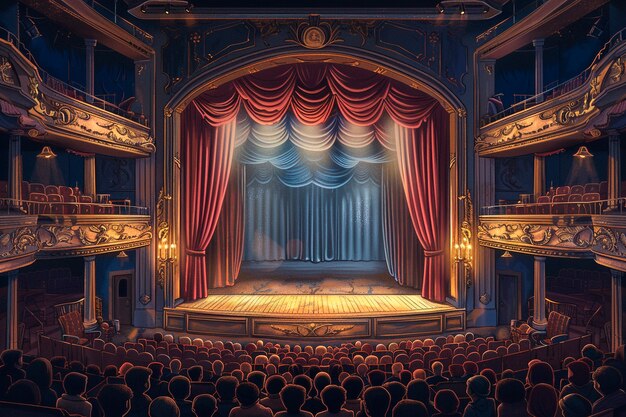 Digital art style theatre stage