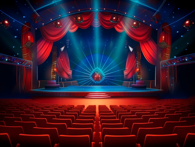 Digital art style theatre stage