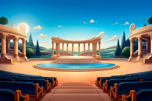 Digital art style theatre stage