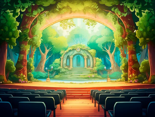 Digital art style theatre stage