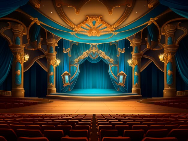 Digital art style theatre stage