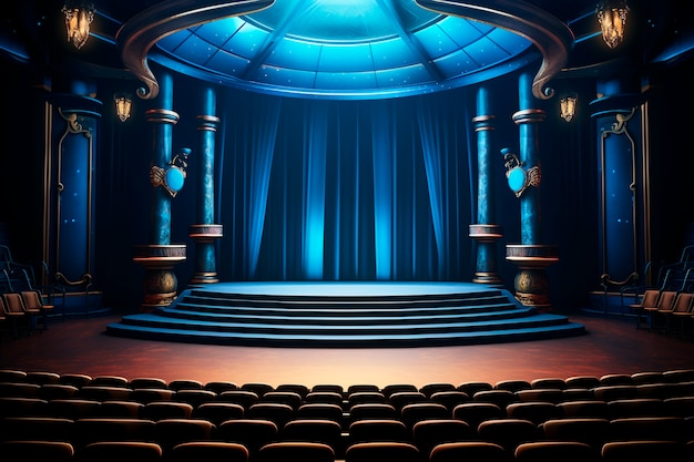 Digital art style theatre stage