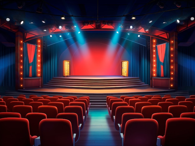 Digital art style theatre stage