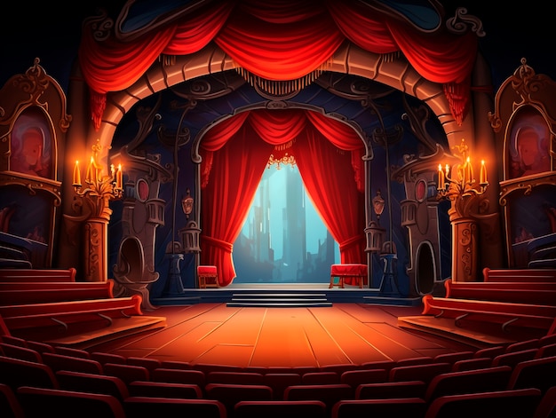 Digital art style theatre stage