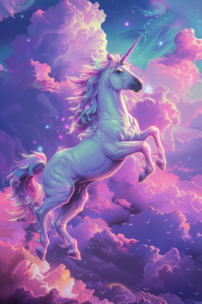 Free Photo digital art style view of fantasy unicorn