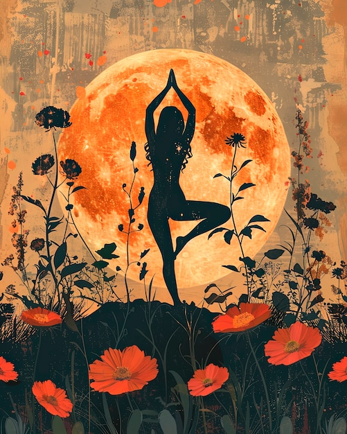 Free Photo digital art style yoga illustration