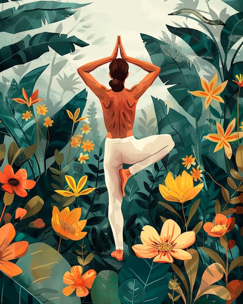 Free Photo digital art style yoga illustration