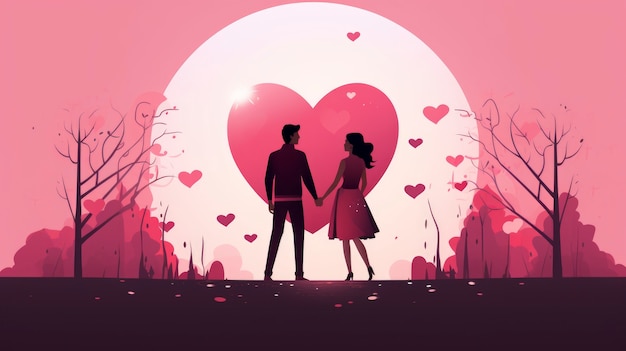 Free Photo digital art valentine's day scene with couple in love