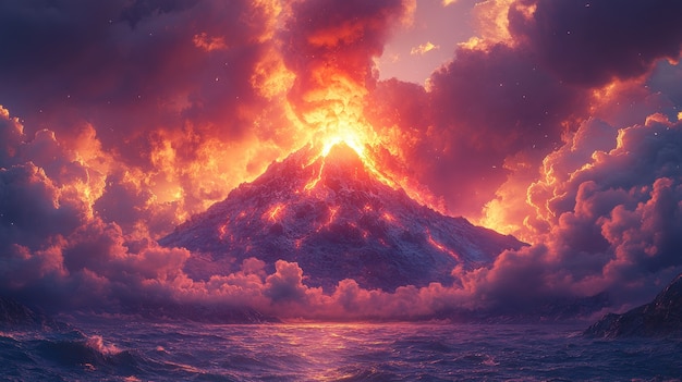 Free photo digital art volcano  illustration