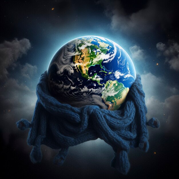 Digital art with planet earth