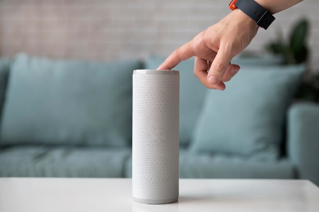 Digital assistant speaker on table