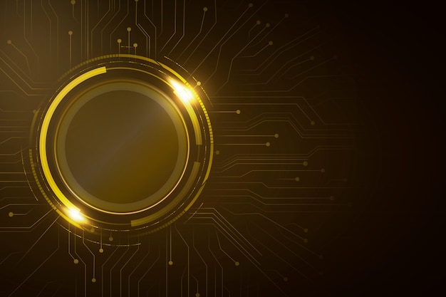 Digital circle circuit gold background futuristic technology