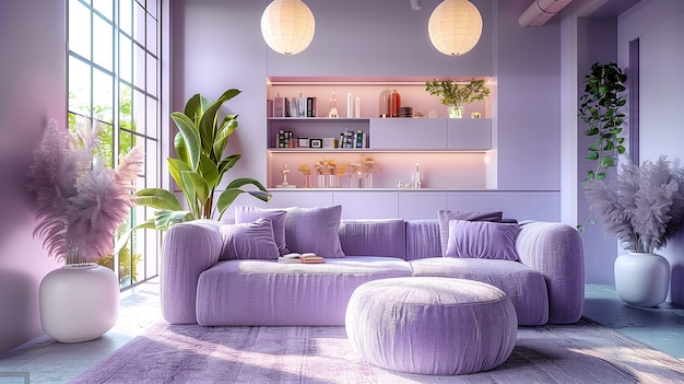 Free Photo digital lavender interior design