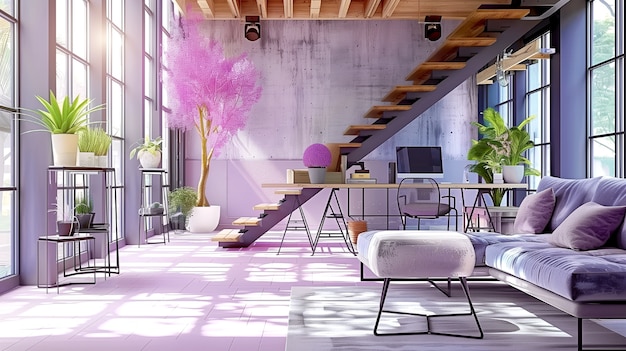 Free Photo digital lavender interior design