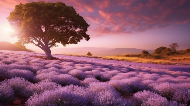 Digital lavender natural landscape