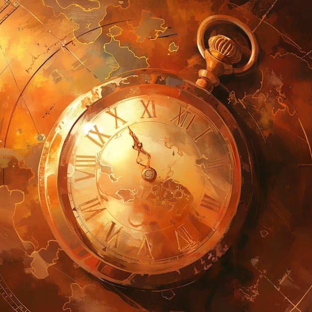 Digital painting of old clock