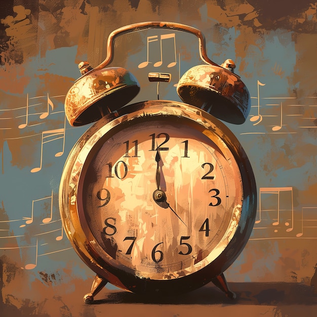 Free Photo digital painting of old clock