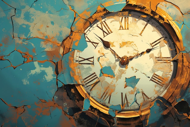 Digital painting of old clock