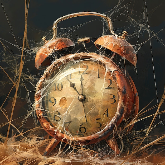 Free photo digital painting of old clock