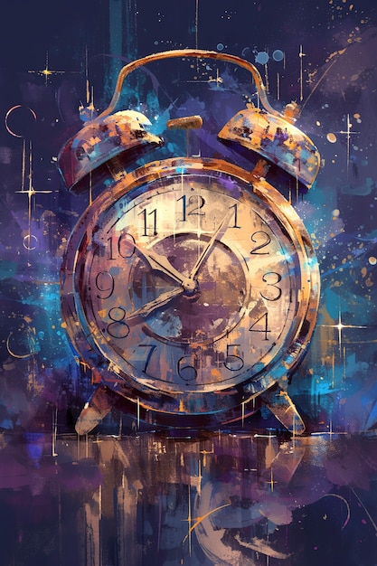 Free photo digital painting of old clock