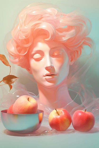 Digital portrait with  apples