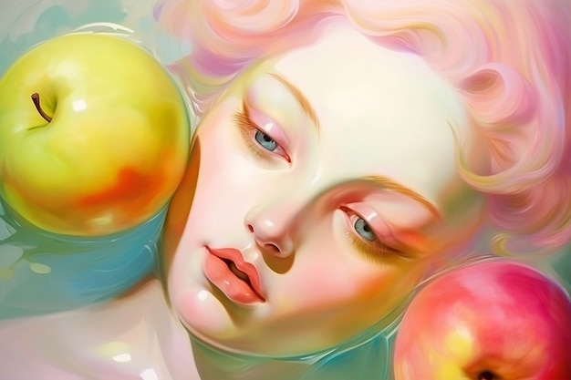 Digital portrait with apples