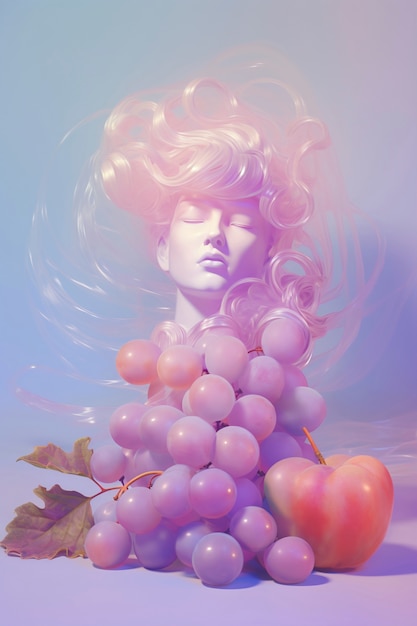 Free Photo digital portrait with  grapes