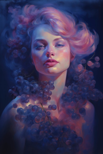 Digital portrait with grapes