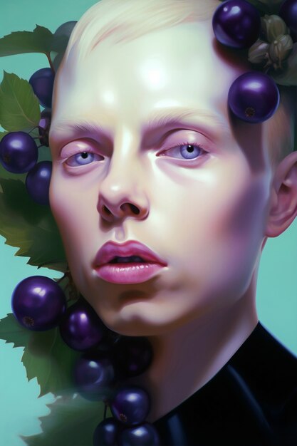 Digital portrait with grapes