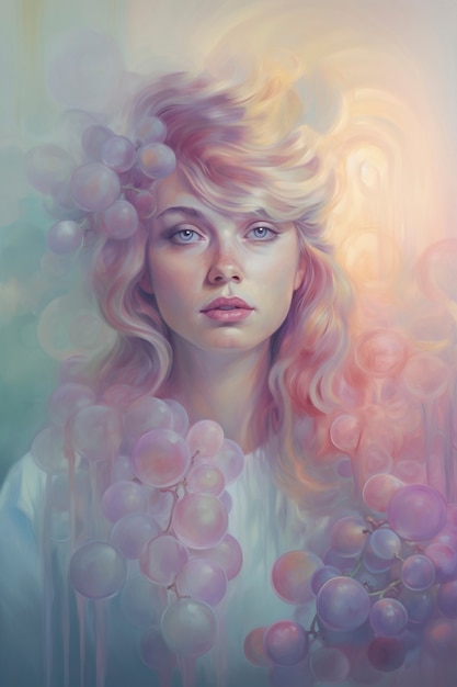 Digital portrait with grapes