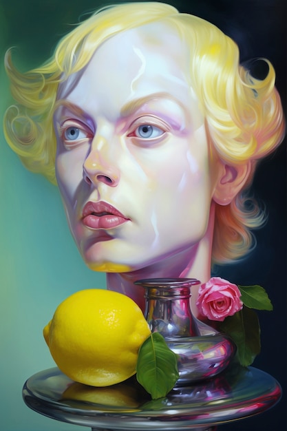 Free Photo digital portrait with lemon