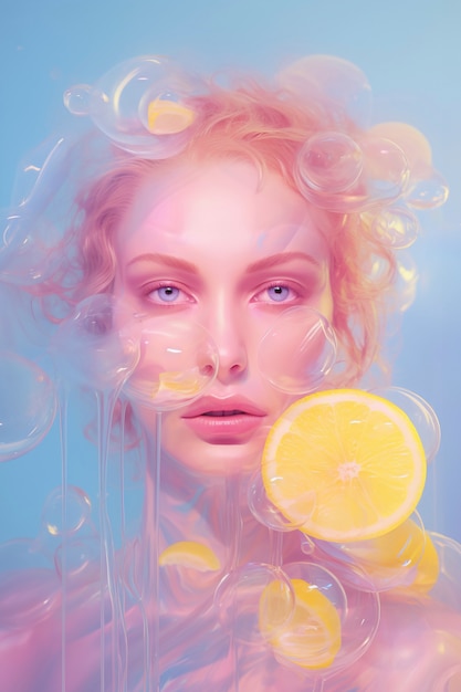 Digital portrait with  lemons