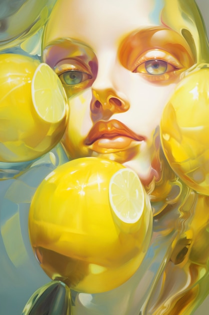 Free photo digital portrait with lemons