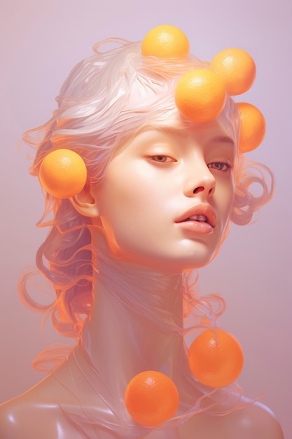 Free photo digital portrait with orange