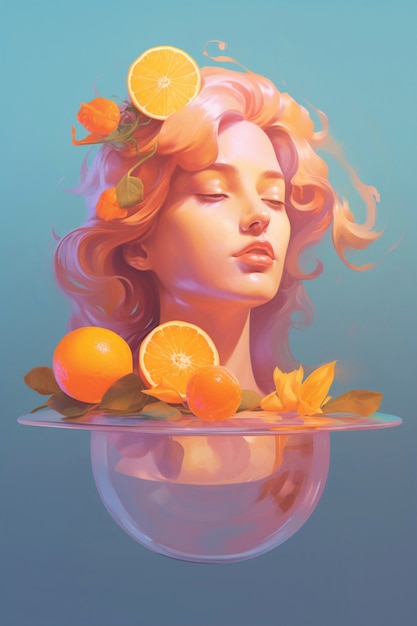 Digital portrait with orange