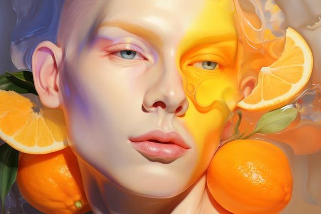 Free photo digital portrait with orange