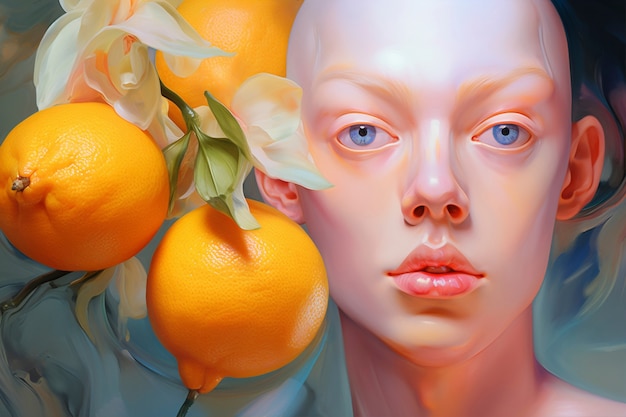 Free Photo digital portrait with orange