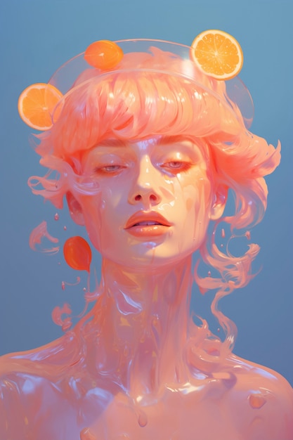 Free Photo digital portrait with  oranges