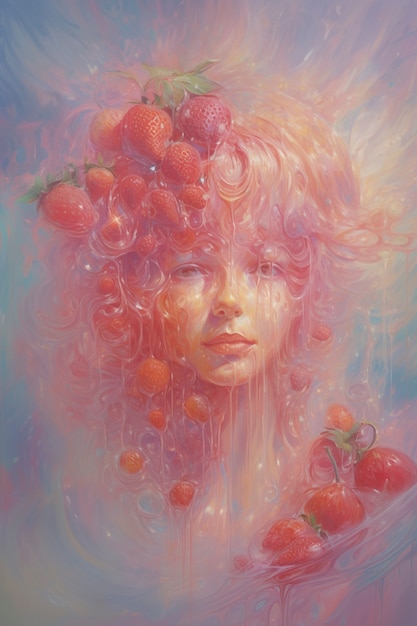 Free photo digital portrait with strawberries