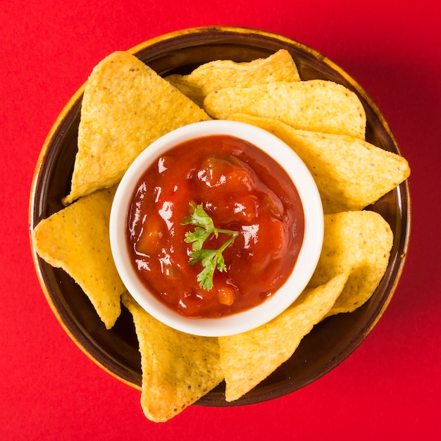 Free Photo dipping nacho chips