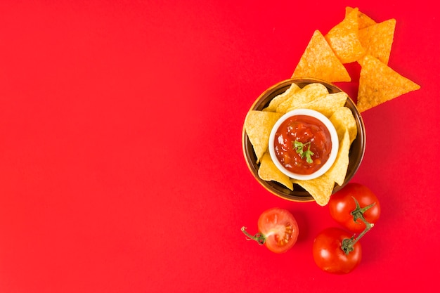 Free Photo dipping nacho chips