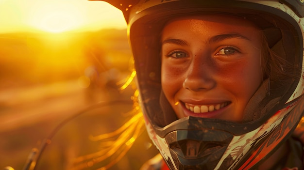 Dirt bike rider participating in races and circuits for the adventure thrill with motorcycle