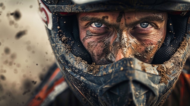 Dirt bike rider participating in races and circuits for the adventure thrill with motorcycle