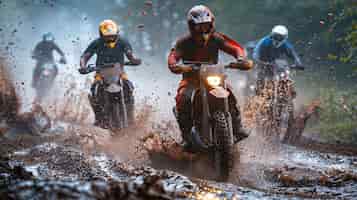 Free photo dirt bike rider with his motorcycle racing in circuits for adventure