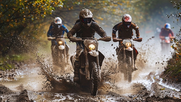 Dirt bike rider with his motorcycle racing in circuits for adventure