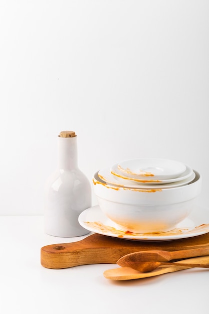 Dirty ceramic tableware collection