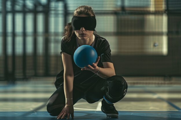 Disabled female athlete competing the official paralympic games