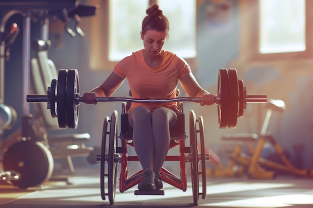 Disabled female athlete competing the official paralympic games